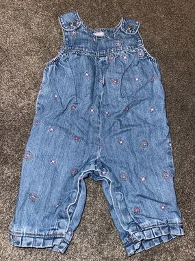 Older Carter’s Denim Embroidered Baby Girls' Overalls